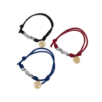 amp japan Handmade craftsmen silver beads retro brass hipster bracelet hand rope