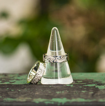 Dear Blossom Japanese Craftsman hand play retro Tang grass carved 950 sterling silver ring