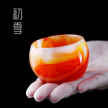 First Snow Manau jade Porcelain Tea Cup Submasters Cup Tasting Cup Thickened Glazed Jade Single Cup Grand Teas Chigong Fu Tea Furniture