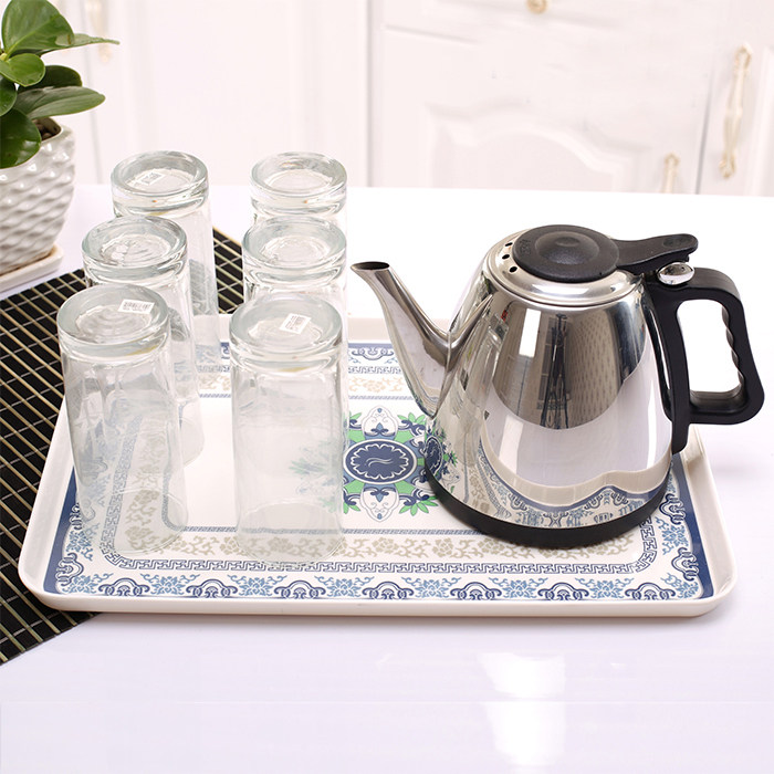 茶杯托盘 家用创意 现代简约茶盘水杯青花瓷托盘长方形大塑料超大详情5