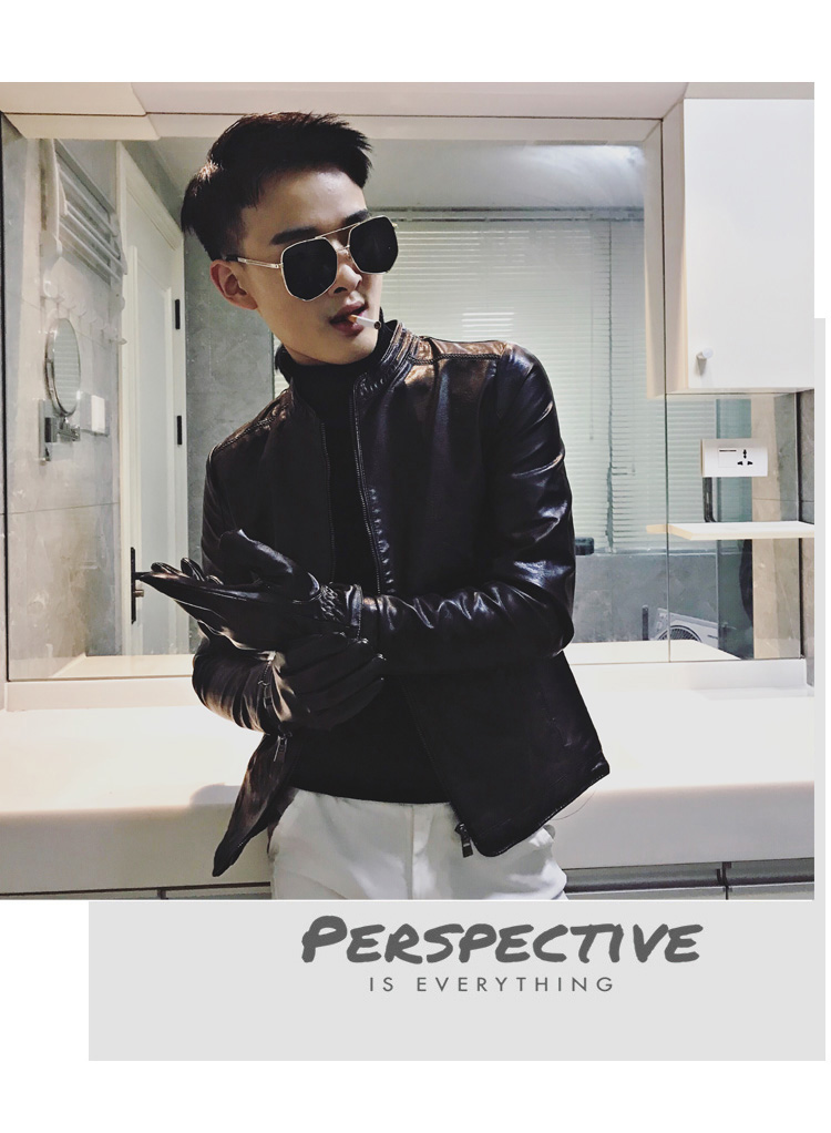 Da nam 2019 thu mới phiên bản Hàn Quốc của xu hướng tự tu luyện đẹp trai đầu máy da pu cổ áo đứng thương hiệu áo khoác thủy triều - Cao bồi quần đũi nam