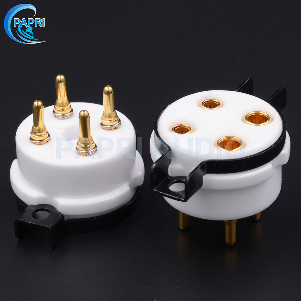 4-foot vacuum tube seat EIZZ ceramic pure copper gilded feet 4-foot tube socket 300B 300B 2A4 5Z3