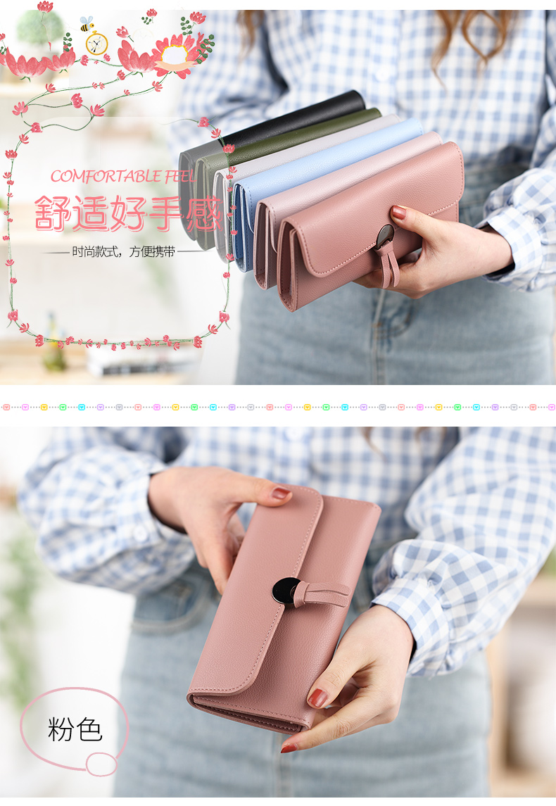 Thời trang Nhật Bản và Hàn Quốc đa năng nữ ví dài nữ phiên bản Hàn Quốc của khóa đơn giản cá tính ví sinh viên nữ ví tiền xu ví tiền