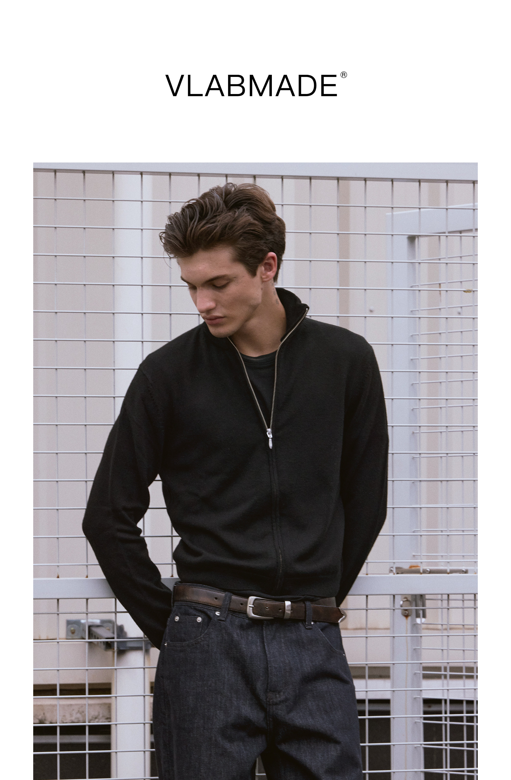 VLABMADE 50% Wool Zip-Up Cardigan