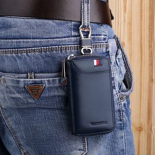 Ключи от машины, кожаная модная ключница с молнией подходит для мужчин и женщин для влюбленных, из натуральной кожи, воловья кожа