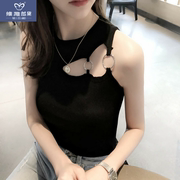 . Knitted sling nhỏ vest nữ wearnet ngoài màu đỏ với bộ đồ khí xương đòn treo cổ bên trong bộ đáy đơn giản