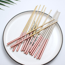 Stainless Steel Chopsticks 304 Home Anti-slip light extravaganza One-chopsticks lovers High face value Net Red Clippers 2 Double