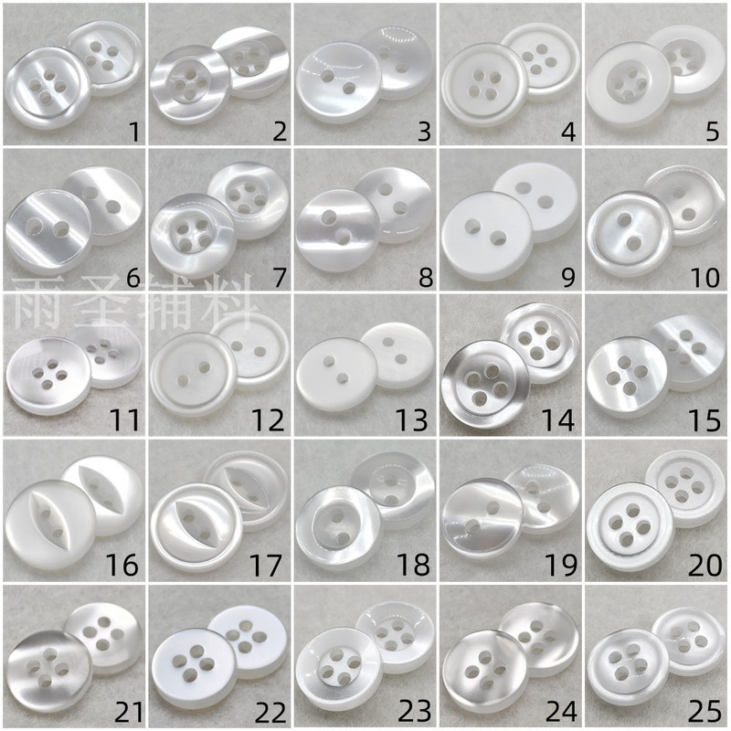 Black and White Versatile Pearlescent Shirt Buttons Chiffon Sweater Cardigan Four-Hole Two-Hole Small Buttons Round Decorative Buttons