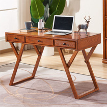 Solid wood desk American full solid wood children large table computer integrated table with drawer home book room study table