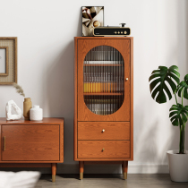 American bucket cabinet living room solid wood short cabinet containing cabinet floor small family type with glass door dust-proof TV side cabinet