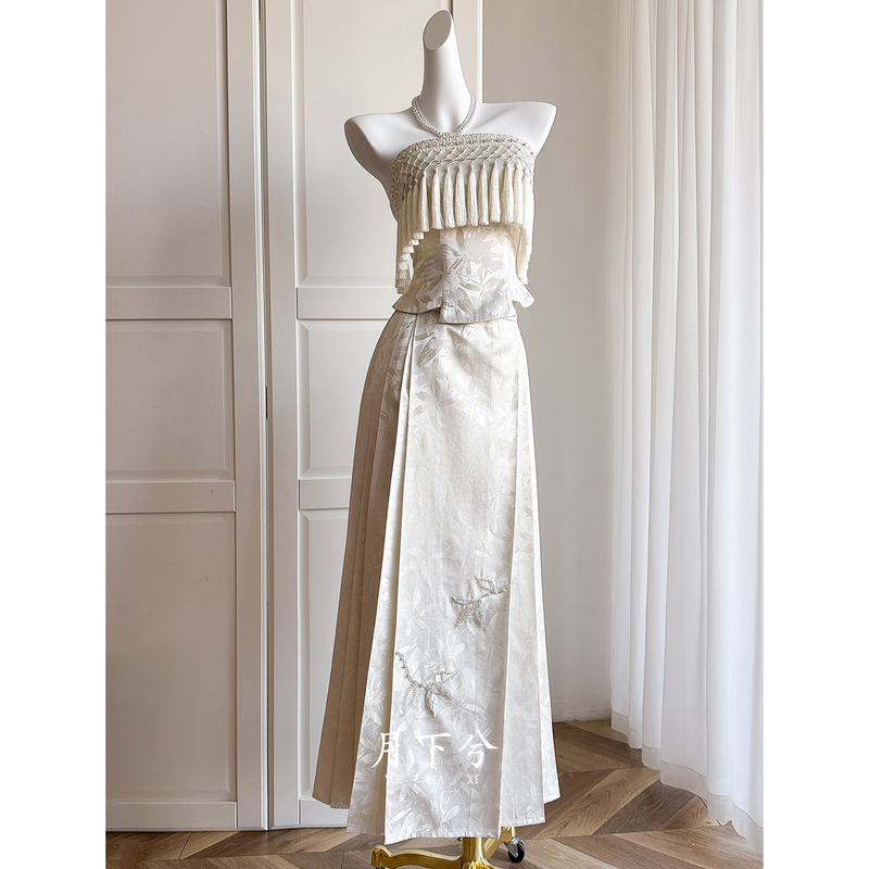 【Under the Moonlight - Heart River】New Chinese-Style Engagement Dress, Traditional Chinese Style Mamian Skirt Strapless Heavy Embroidery Coming-Of-Age Ceremony Dress for Petite Figures