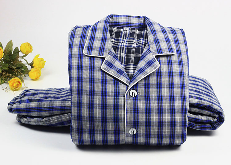 Mô hình mùa thu và mùa đông cotton cũ vải thô Mô hình phụ nữ cộng với đồ lót lưới cotton độn trung niên dịch vụ nhà trung niên ấm áp bộ đồ ngủ nam pijama nam