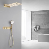 Concealed Shower Shower Shower full copper thermostatic gun grey Embedded pre-embedded wall concealed into wall-style shower suit