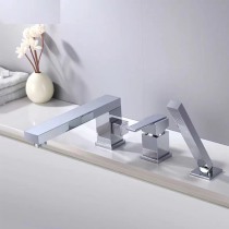 Full copper swivel bathtub tap cylinder side style bathroom split three sets shower shower hot and cold tap suit