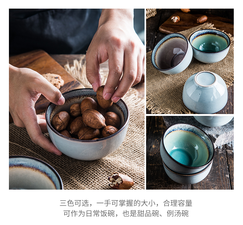 The Northern wind creative household jobs a single ceramic ice crack glaze 4.75 inches round bowl of rice bowl dessert bowl of restoring ancient ways