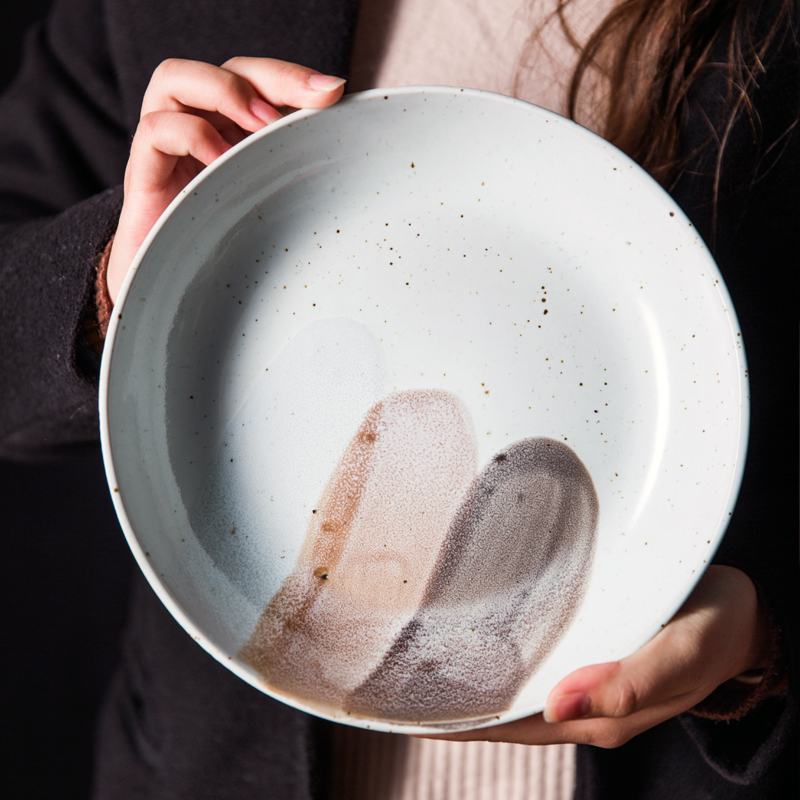 West fu Nordic retro ceramic tableware dishes dishes son bowl dish dish soup plate with a single rainbow such as bowl a salad bowl