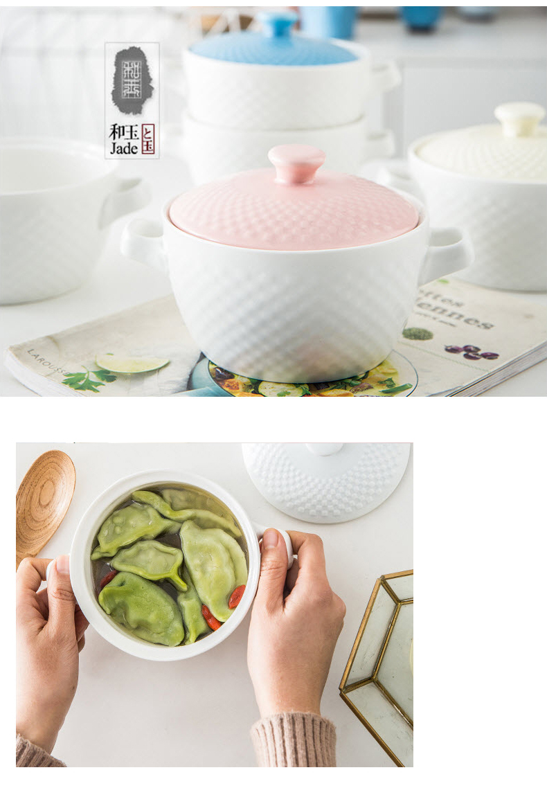 Cartoon express it in Japanese household dormitory ears rainbow such as bowl with cover mercifully bento preservation bowl ceramic tableware