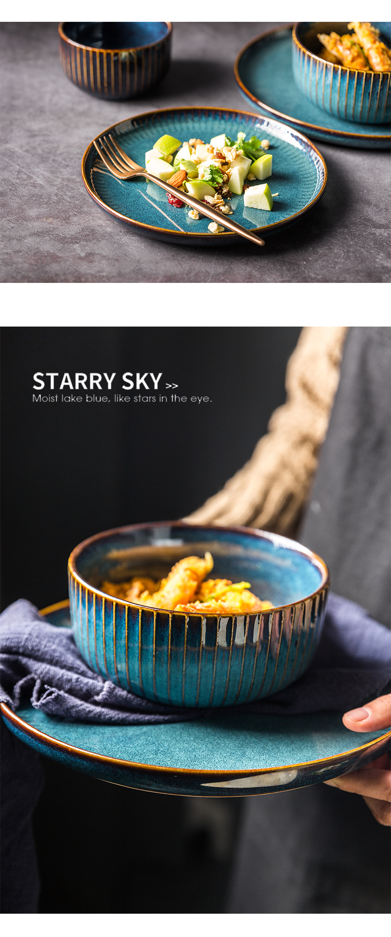 Starlight Nordic ins wind contracted Europe type restoring ancient ways Japanese household ceramic bowl of soup bowl rainbow such as bowl bowl bowl of tableware