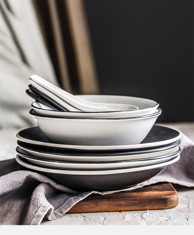Japanese European pure color contracted household high - capacity ceramic bowl bowl restoring ancient ways rainbow such as bowl bowl of soup bowl bowl of tableware