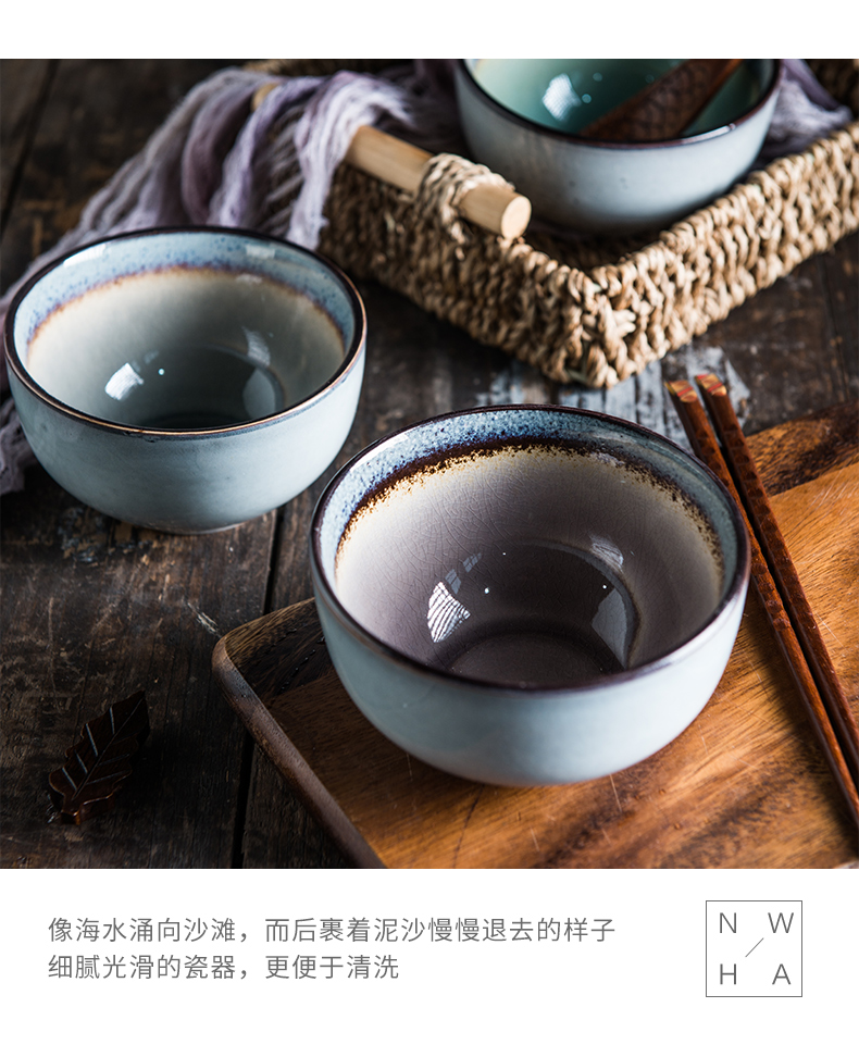 The Northern wind creative household jobs a single ceramic ice crack glaze 4.75 inches round bowl of rice bowl dessert bowl of restoring ancient ways