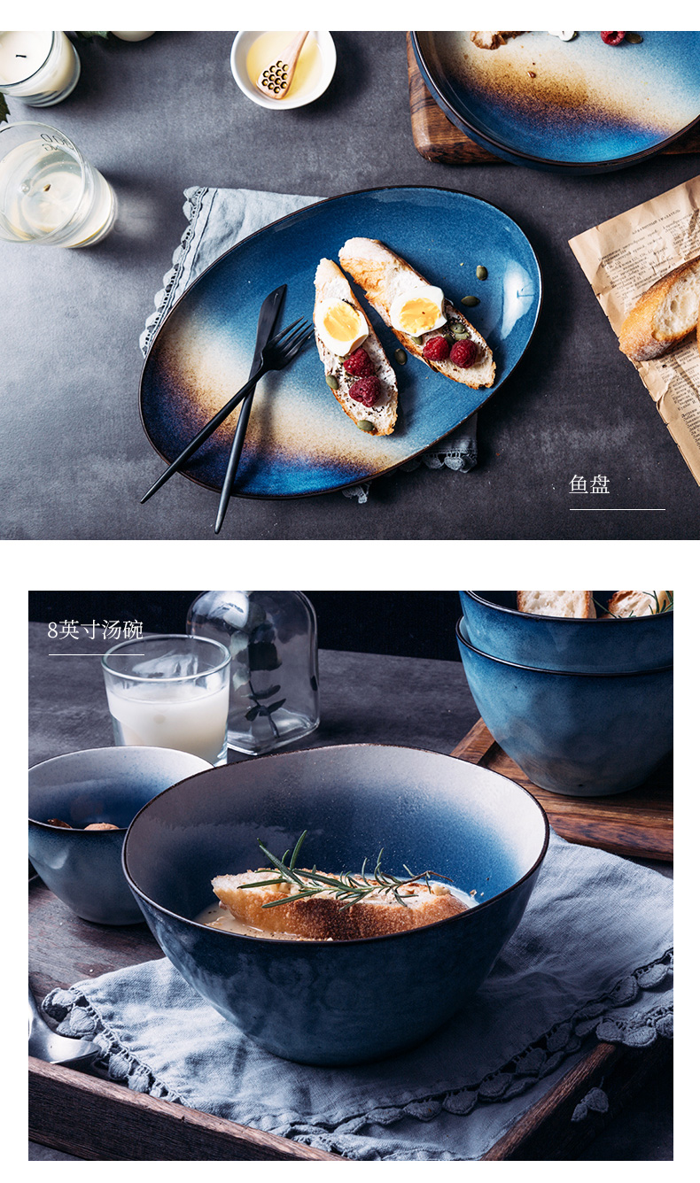 Milky Way Nordic couples color web celebrity home European Japanese - style tableware poon choi ceramic bowl rainbow such as bowl soup bowl soup bowl