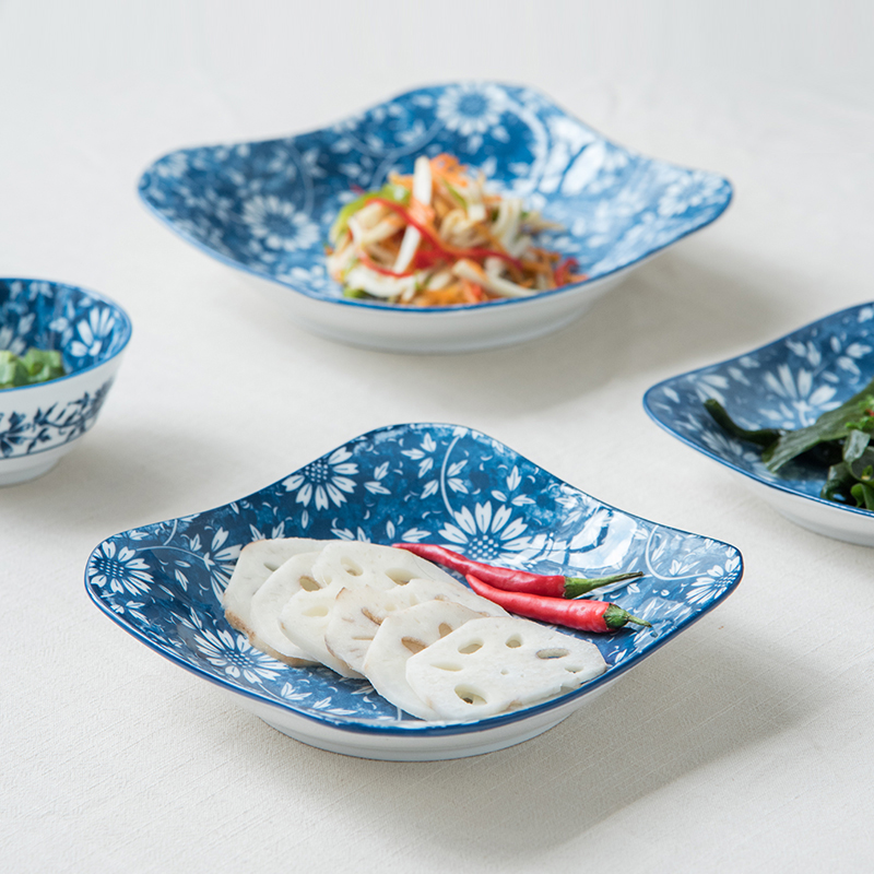 West fu Japanese and wind household large flat ceramic plate soup dish dish soup plate dumpling dish breakfast tray