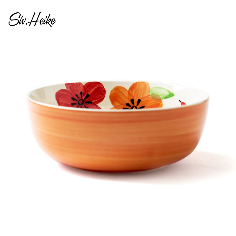 Nordic ins hand color Japanese European household ceramic bowl west tableware dessert salad bowl rainbow such as bowl soup bowl