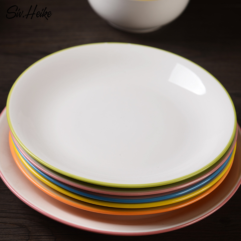 European Japanese creative ceramic dish plate beefsteak snacks flat disc plate deep big plate plate