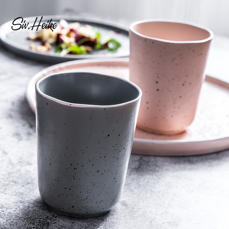 Nordic ins couples simple Japanese continental ceramic cup high - capacity keller gargle coffee cup tea cups