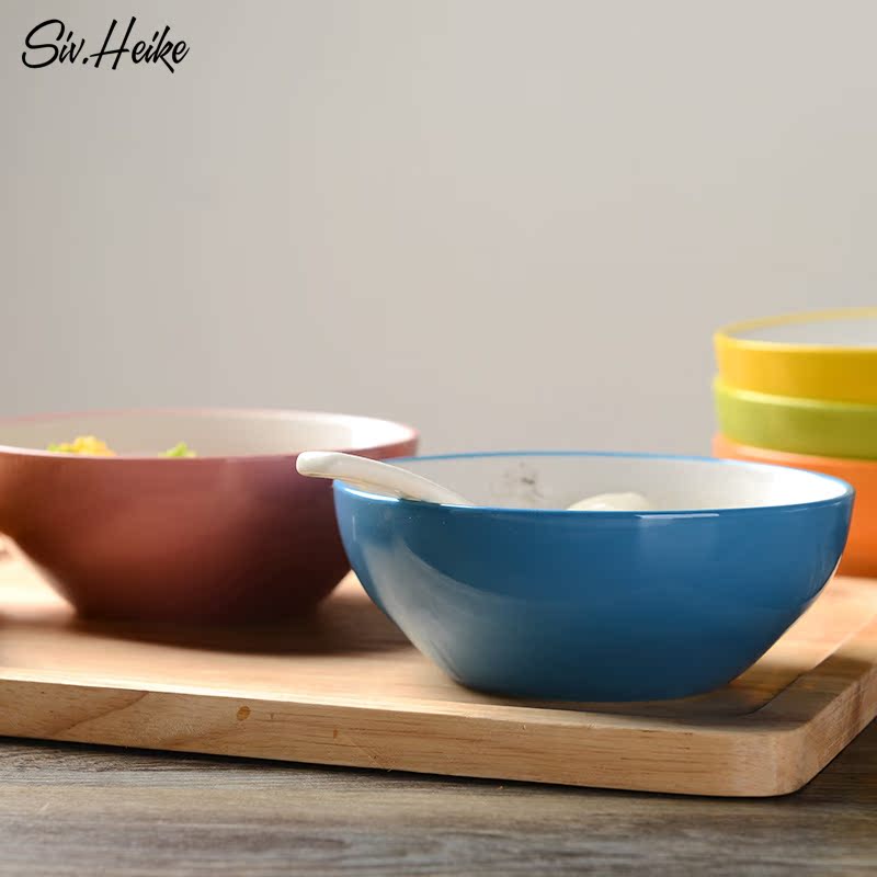 European Japanese color move contracted household ceramic bowl taro rainbow such as bowl dessert salad bowl, small round bowl of breakfast set