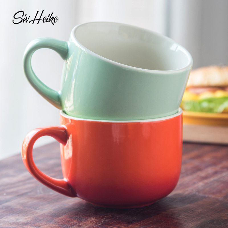 Ins move color ceramic cup pot - bellied mark picking cups of coffee milk breakfast cereal soup cup tea cups