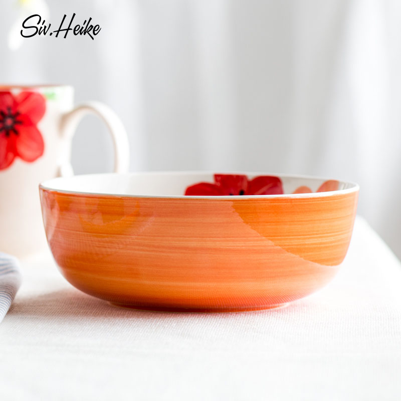 Nordic ins hand color Japanese European household ceramic bowl west tableware dessert salad bowl rainbow such as bowl soup bowl