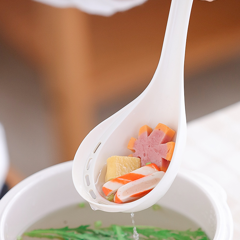 Japanese household multi-function soup spoon colander hot pot soup spoon Kitchen dual-use long handle deepened noodle cooking spoon