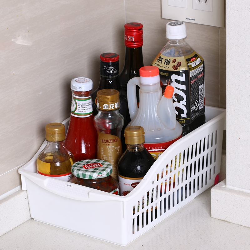 Japan imported with pulley storage basket refrigerator kitchen home storage box plastic storage basket desktop storage basket