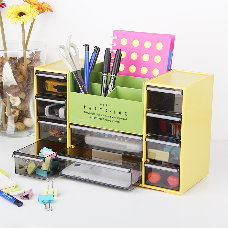 Japanese office desktop drawer storage box transparent acrylic sundries finishing box stationery box desk storage cabinet