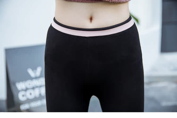 Mùa thu mới quần legging cotton nữ mỏng màu nhấn eo cao cỡ lớn chân nhỏ mặc quần Hàn Quốc phiên bản mỏng màu đen quần áo