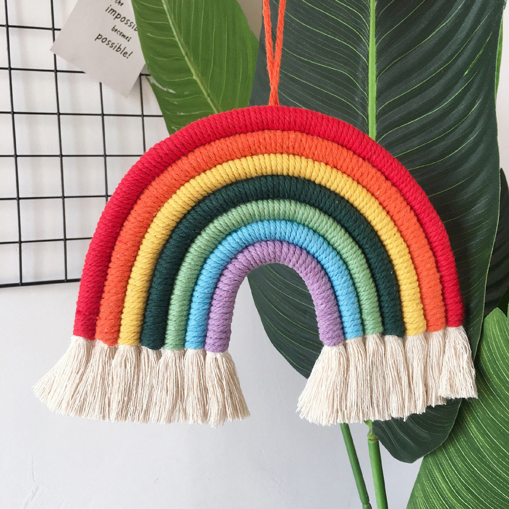 New house decoration home children's room pendant hand-woven rainbow hanging wall decoration charm 7 New Year gifts