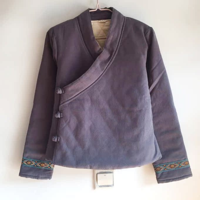 Su Jin Hehua cotton và vải lanh nhỏ cotton 袄 văn học Trung Quốc retro trà gió gió cotton mùa đông 259 áo khoác lông vũ nữ dáng dài