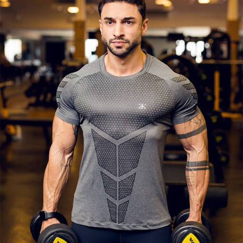 Fitness clothing coach sports T-shirt muscle tights male brothers high elastic training quick-drying clothes Short sleeve fitness clothes male
