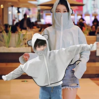 Áo khoác che nắng mùa hè Quần áo chống nắng cha mẹ-con ngắn ngoài trời phần mỏng thoáng khí quần áo chống nắng quần áo nữ UV - Quần áo ngoài trời cho trẻ em quần áo thể thao trẻ em
