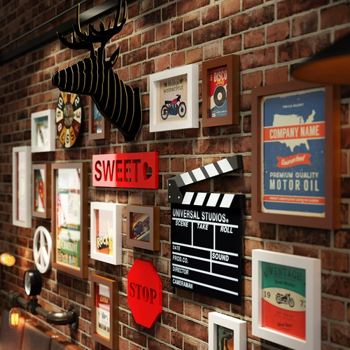 Промышленный стиль творческий бесплатный кофейный магазин ресторан ресторан Ретро, ​​старая настенная декоративная фотостенная светящаяся