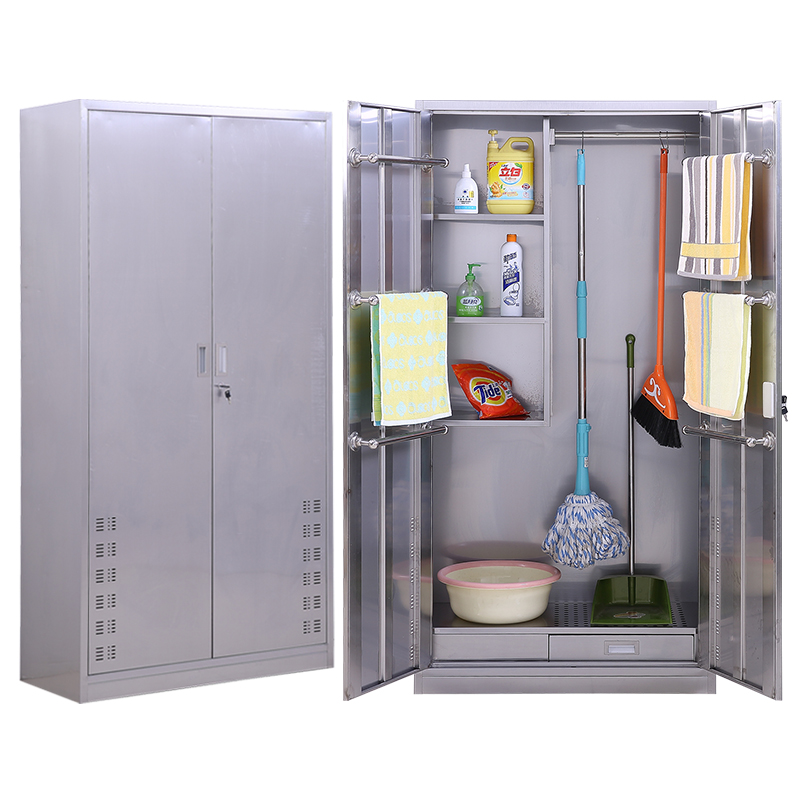 Stainless Steel Cleaning Cabinet Mop Broom Cleaning Storage