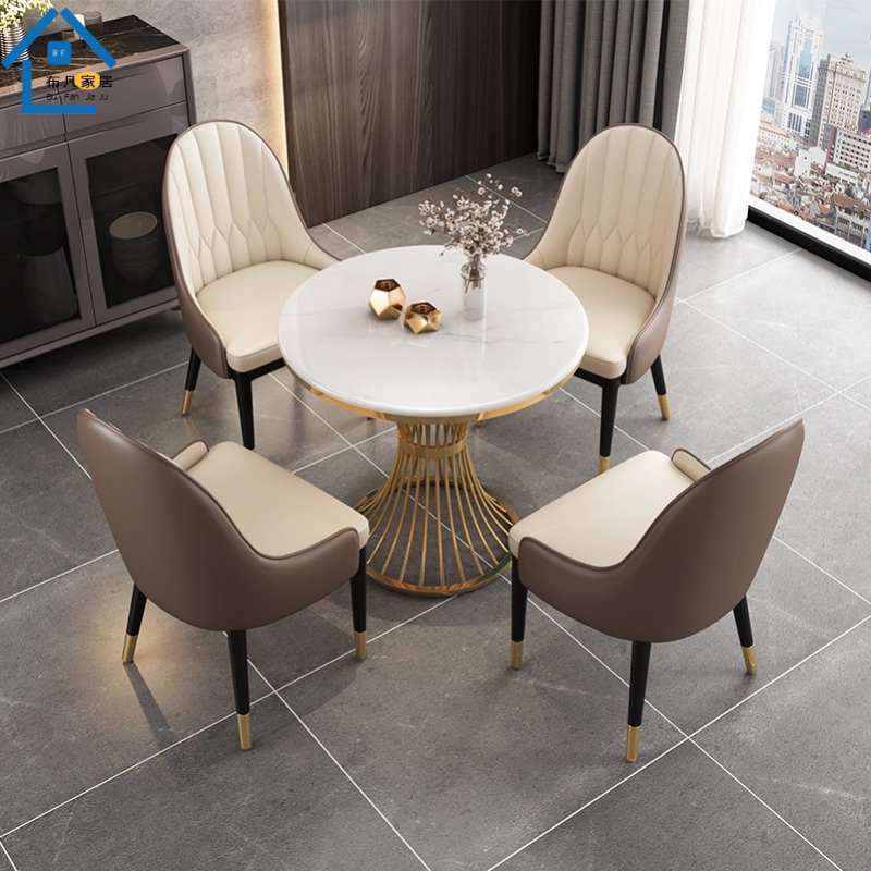Sample House Display Centre Light Lavish Modern Negotiation Table And Chairs Combined Cafe Hotel Club Reception Table Casual Small Round Table