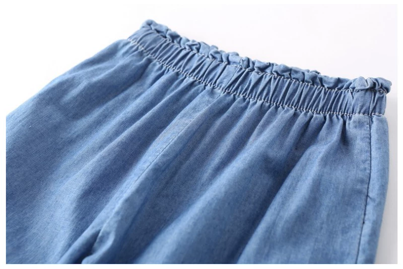 Quần cotton Tencel cho bé gái, quần jean mềm cho trẻ em, quần chống muỗi cho trẻ em, quần mùa hè, phần mỏng mùa hè - Quần jean