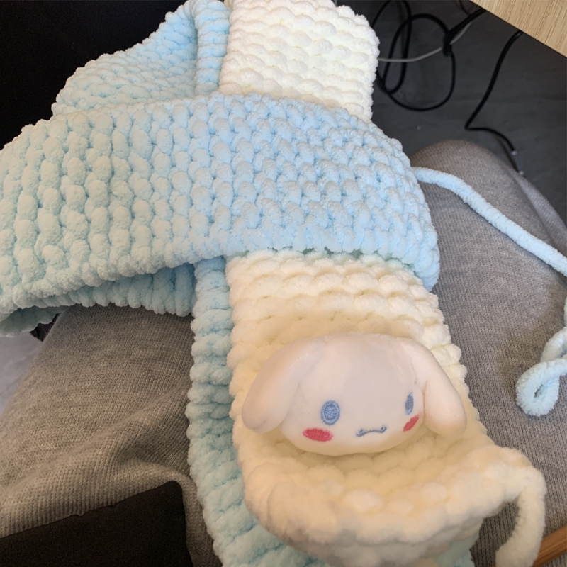 Cinnamon dog scarf wool hand-woven thick ice bar wool group weaving bear scarf material package for girlfriend