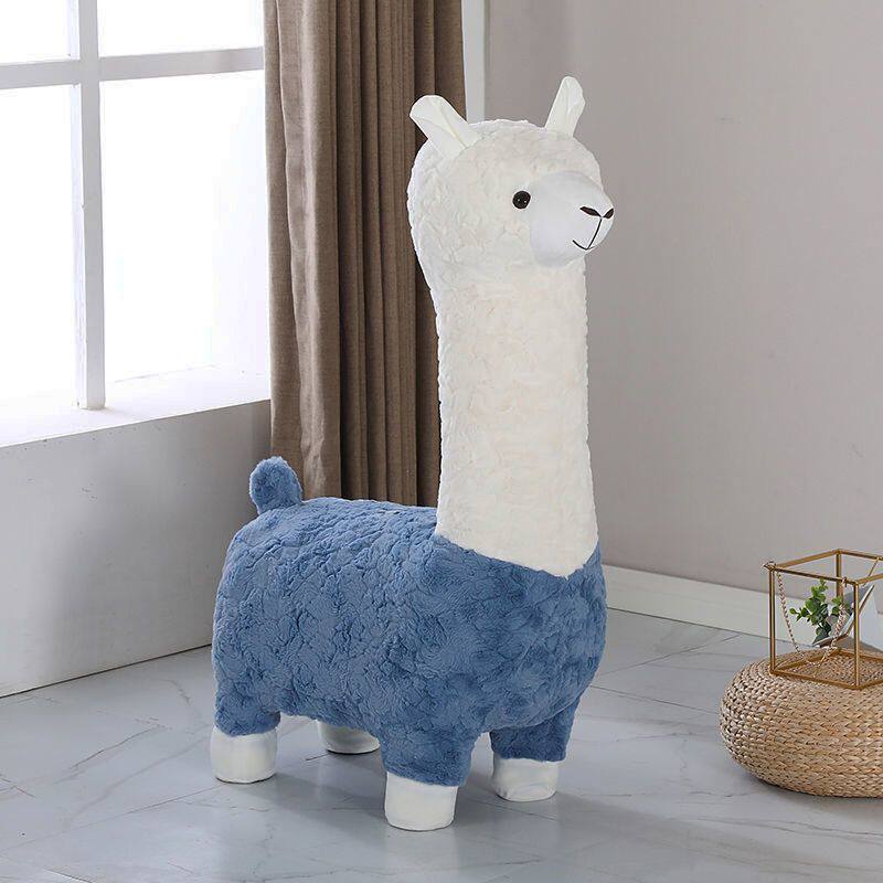 Oversized creative alpaca sitting stool light luxury animal stool floor handmade decoration Nordic style shoe changing stool holiday gift
