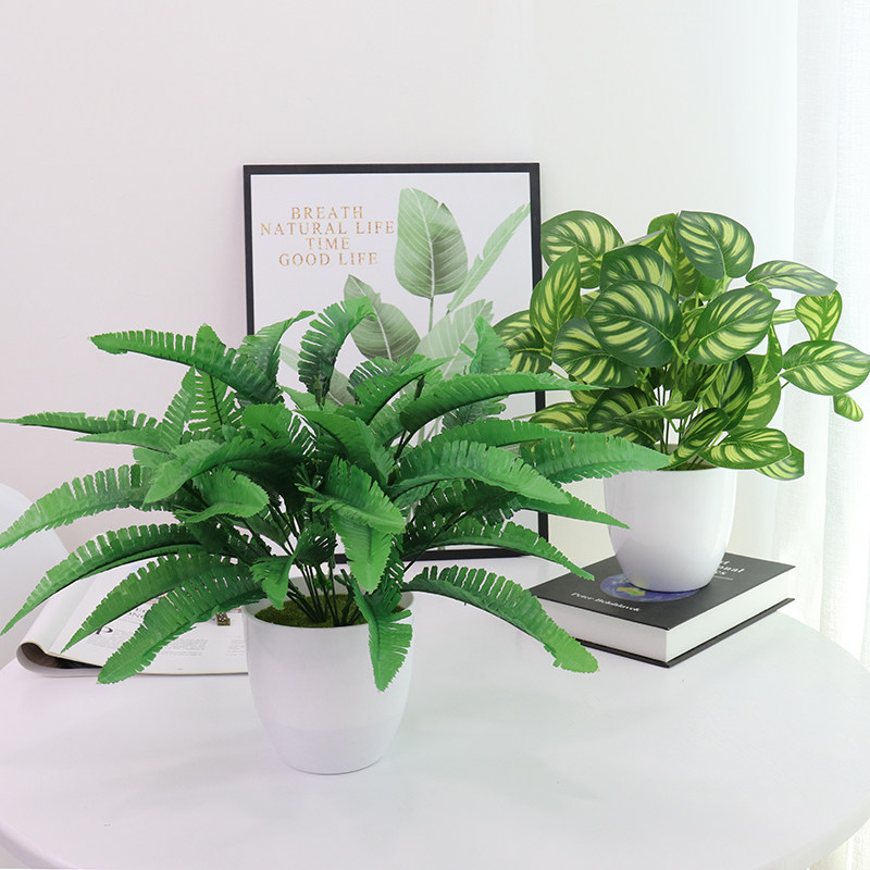 Simulation plant potted decoration indoor and outdoor fake flowers fake grass green dill Eucalyptus living room table desktop flower arrangement