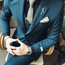 Suit mens suit Korean slim business dress groom wedding dress British style mens casual small suit tide