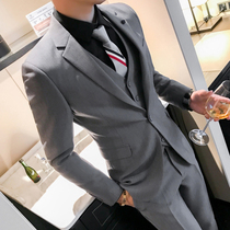 Suit suit suit men Korean version of self-cultivation professional dress groom wedding dress British style handsome casual small suit