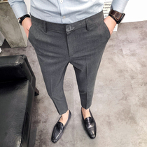 Autumn mens suit pants youth Korean version of small trousers mens slim feet trend casual pants Joker ankle-length pants